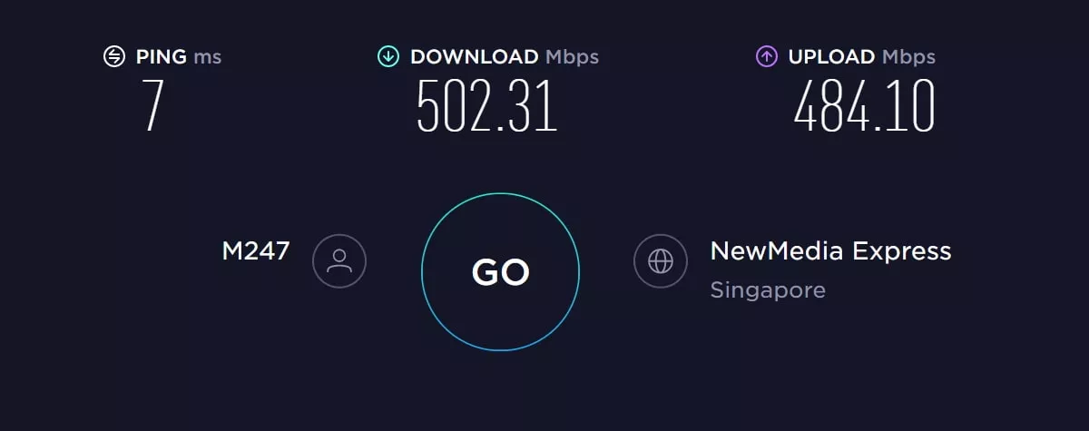 Atlas VPN speed test in Asia with VPN on