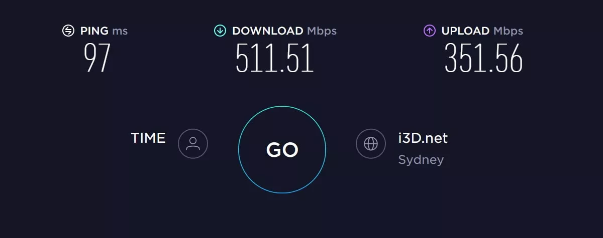 Atlas VPN speed test in Australia with VPN off