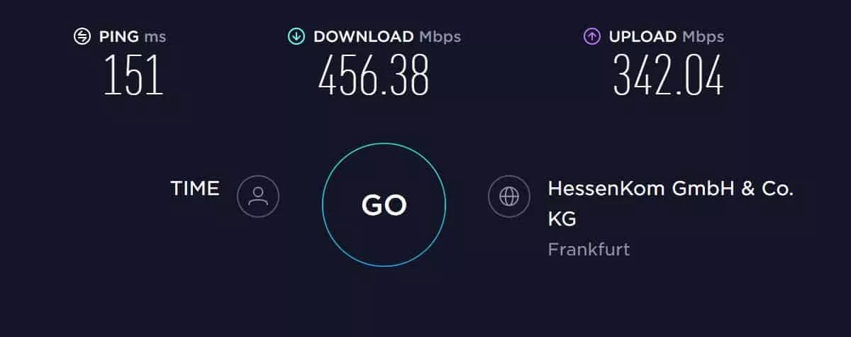 Atlas VPN speed test in Europe with VPN off