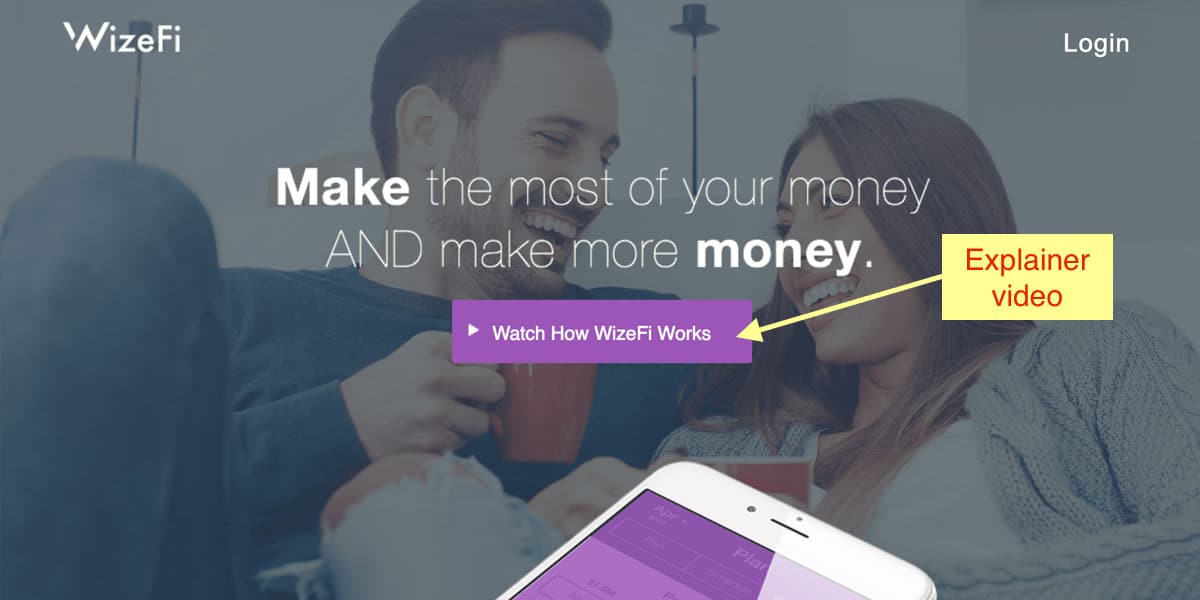Explainer video on a landing page