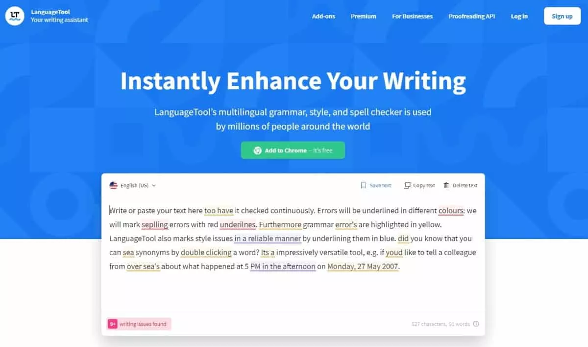 languagetool grammar checker website homepage