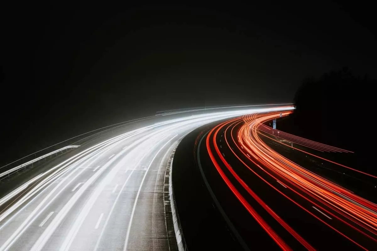 long exposure night view on a highway