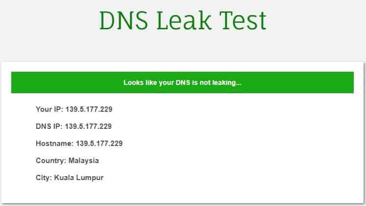 NordVPN DNS leak test