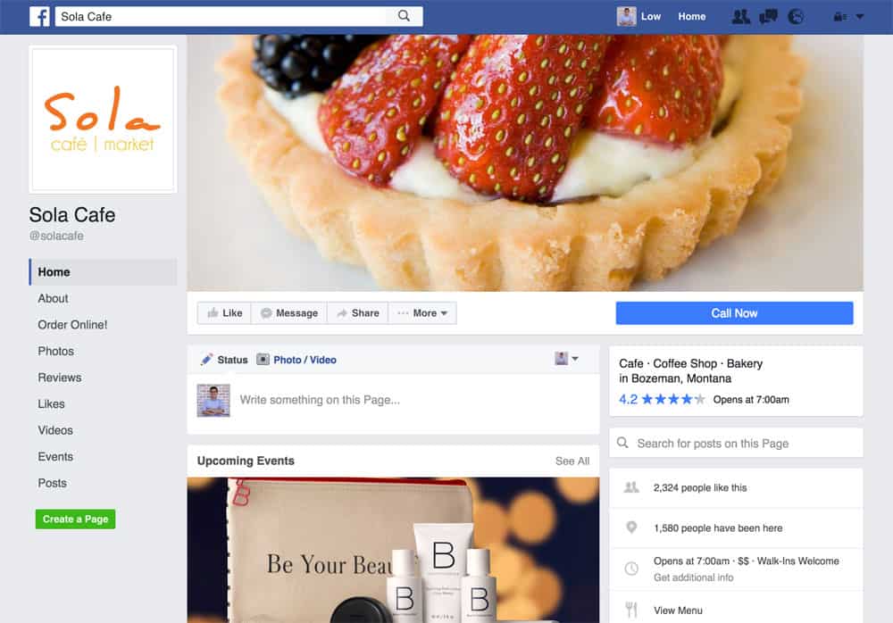 Sola Cafe Facebook Page