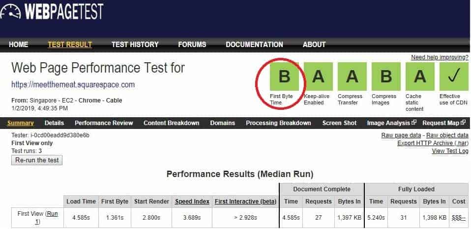 Squarespace Webpagespeed Test
