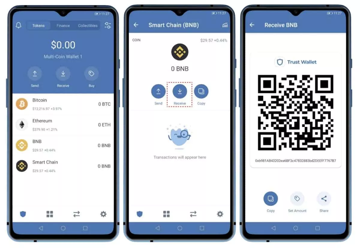 trust wallet mobile app interface