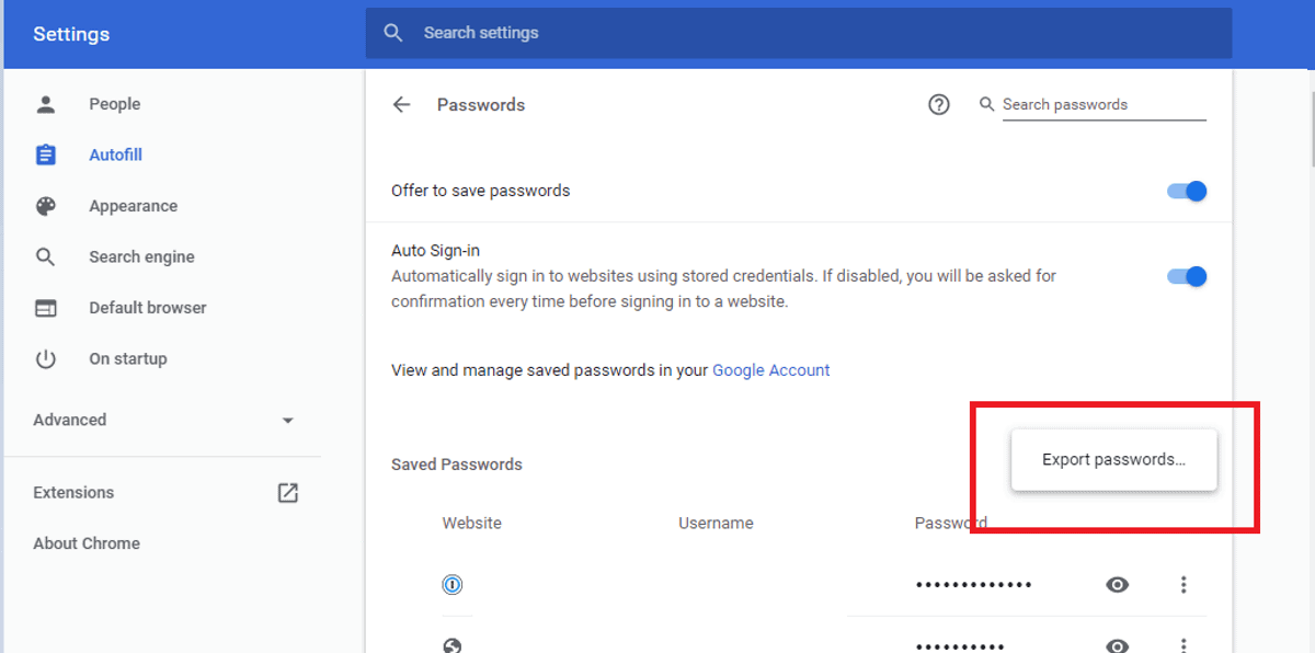 1password import data from chrome hit export