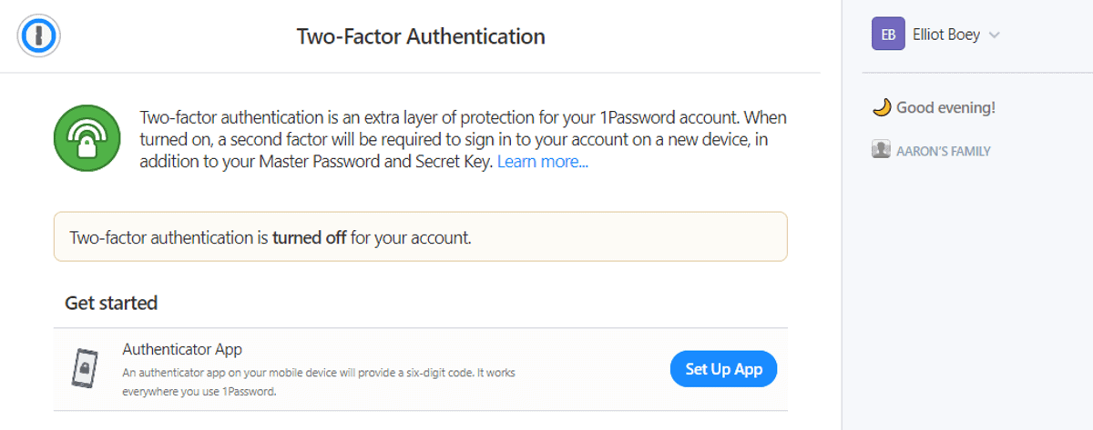 1Password get authenticator for 2FA