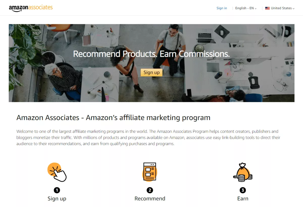 amazon associates program page
