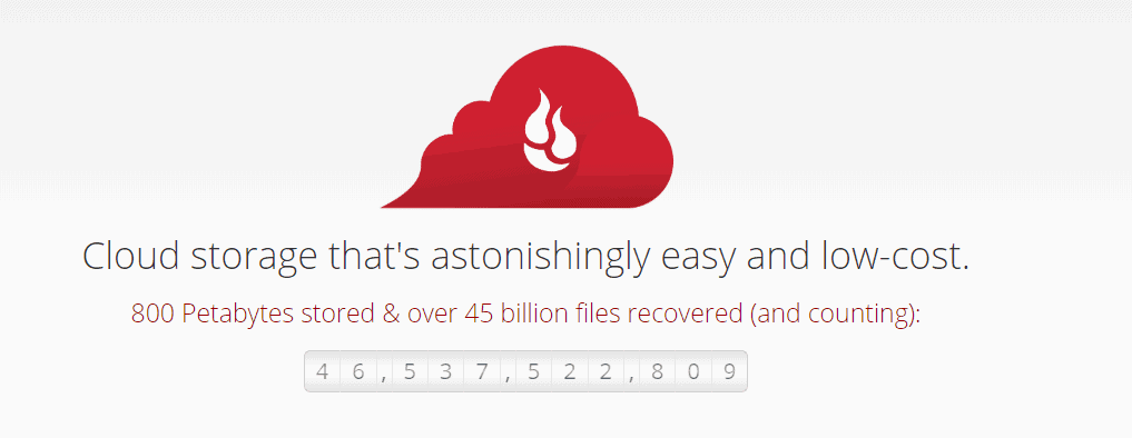 backblaze homepage