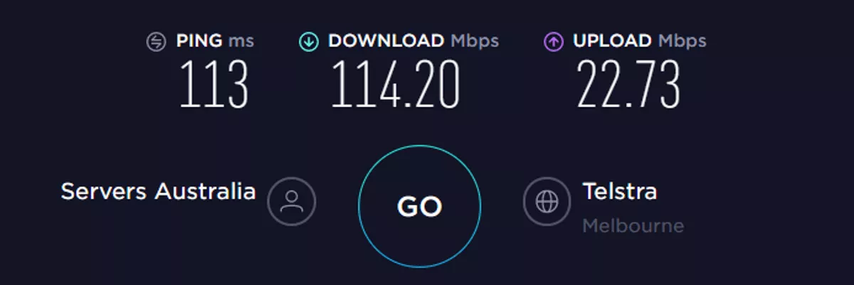 cyberghost speed test Australia vpn on