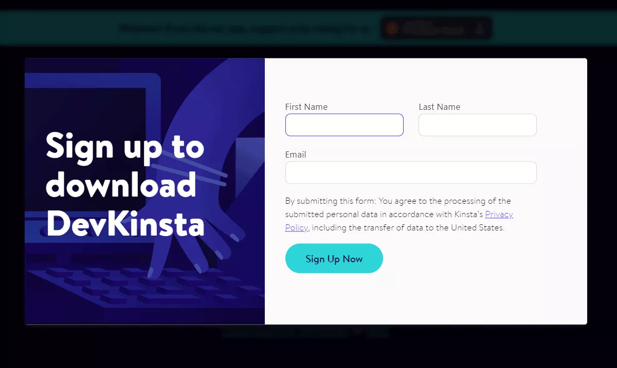 devkinsta requires sign up to download