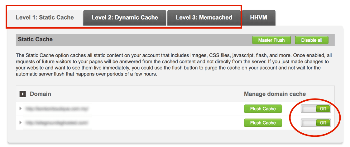 Enable different caching with a flip of switch