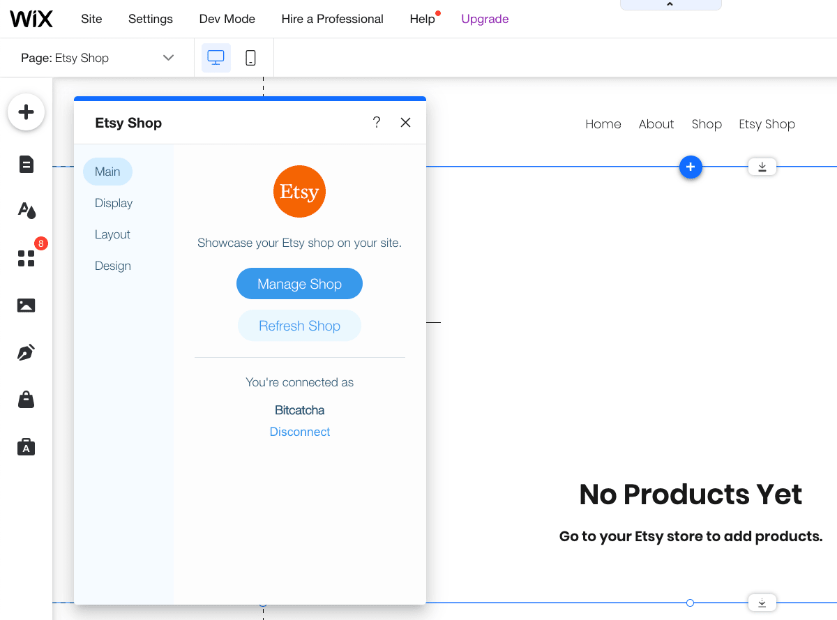 etsy customisation option on wix