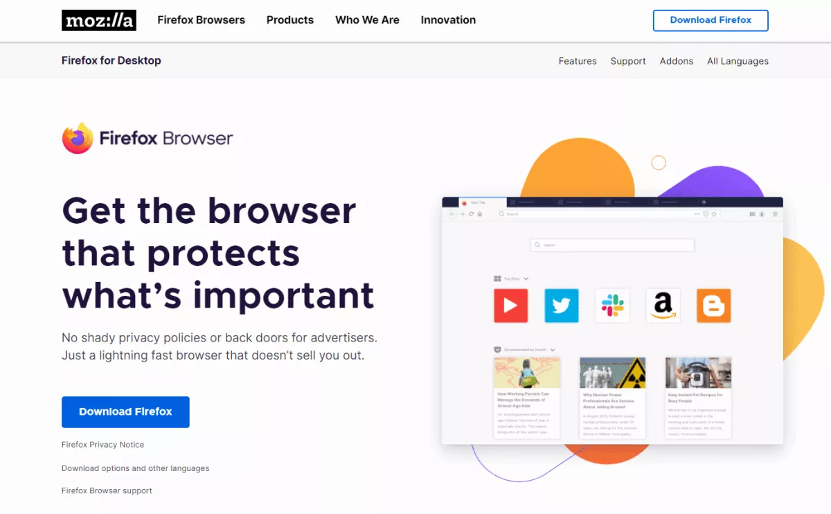 firefox browser homepage