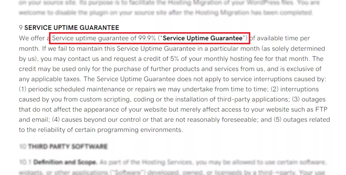 godaddy guarantees uptime 99.9%