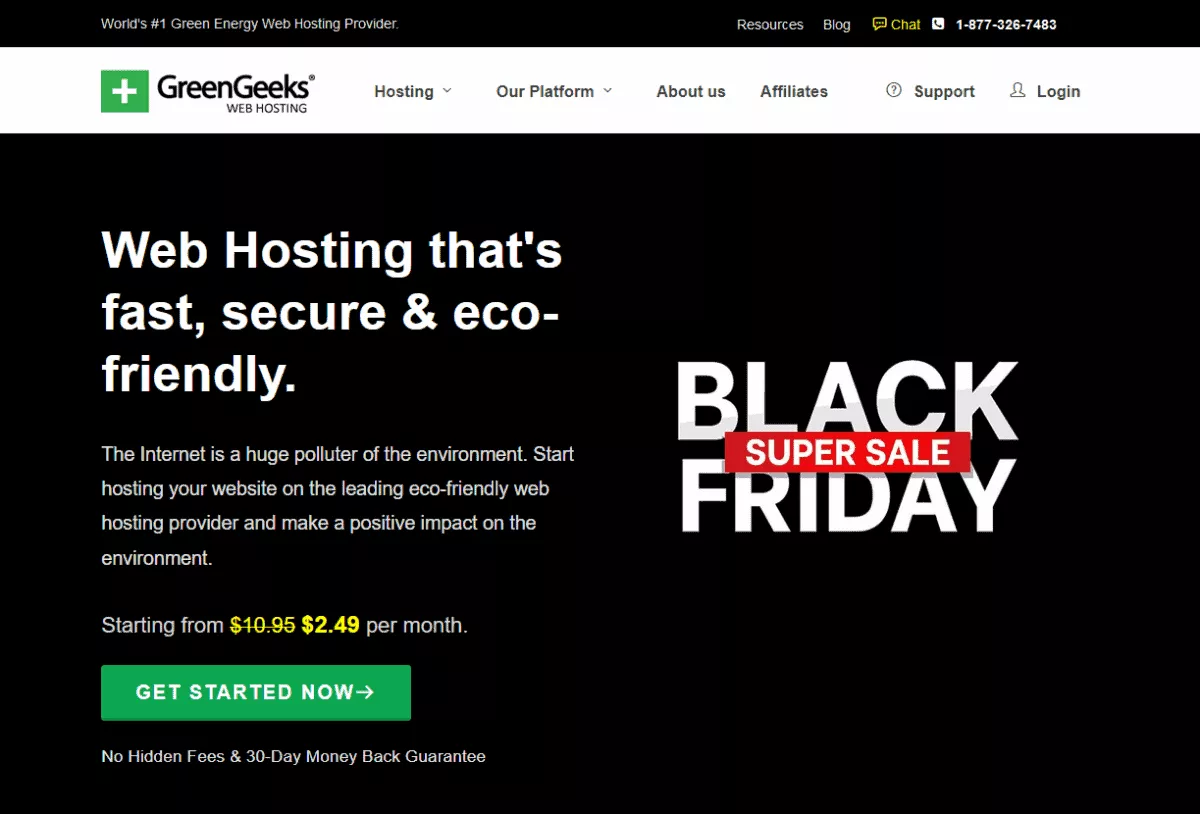 greengeeks black friday 2021 77% OFF shared hosting