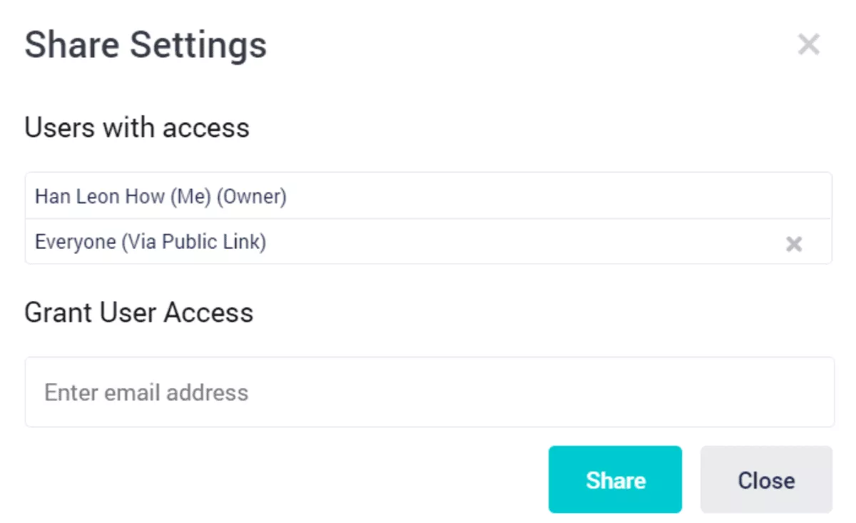 Icedrive share setting