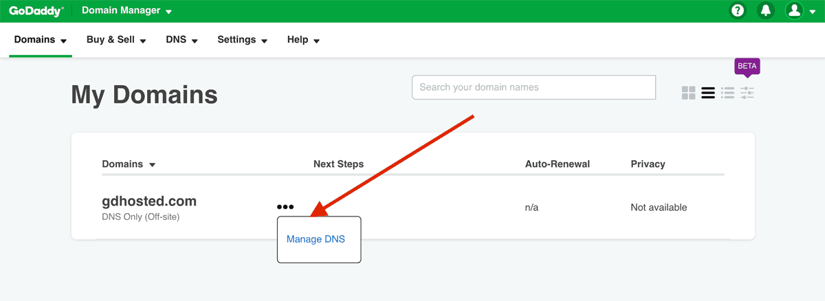 GoDaddy India hosting user interface