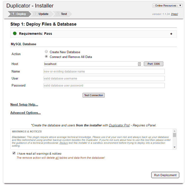 Install WordPress Duplicator