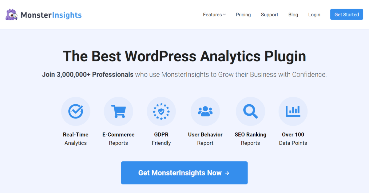 monsterinsights website homepage