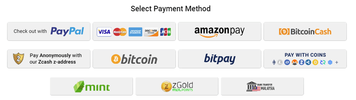 multiple payment options