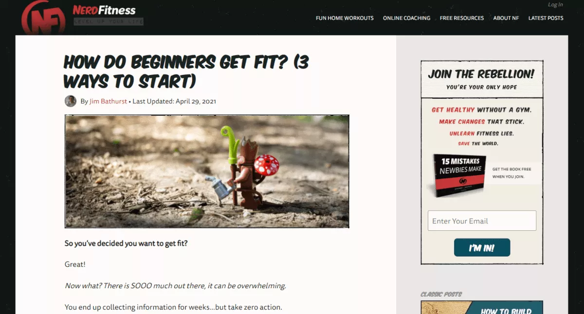 nerdfitness homepage