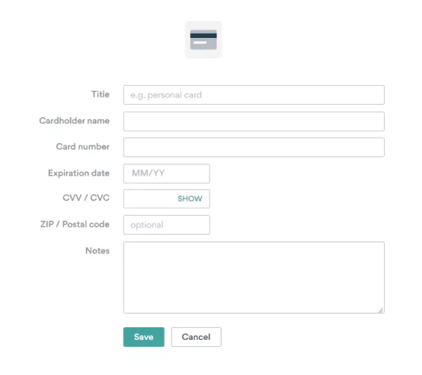 nordpass lets you add credit card details