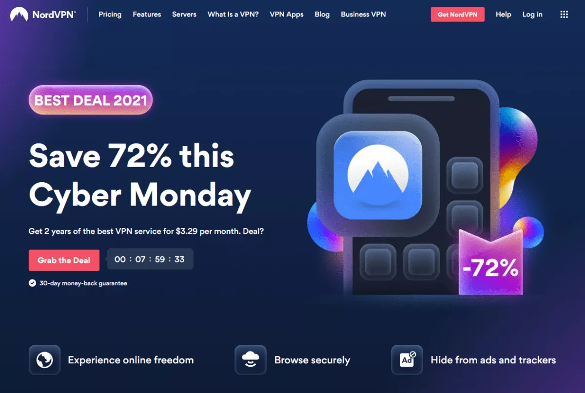 nordvpn cyber monday 72% OFF