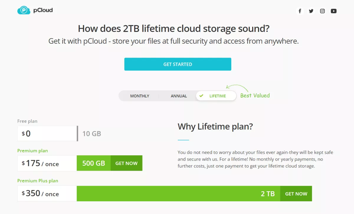 pcloud lifetime plans