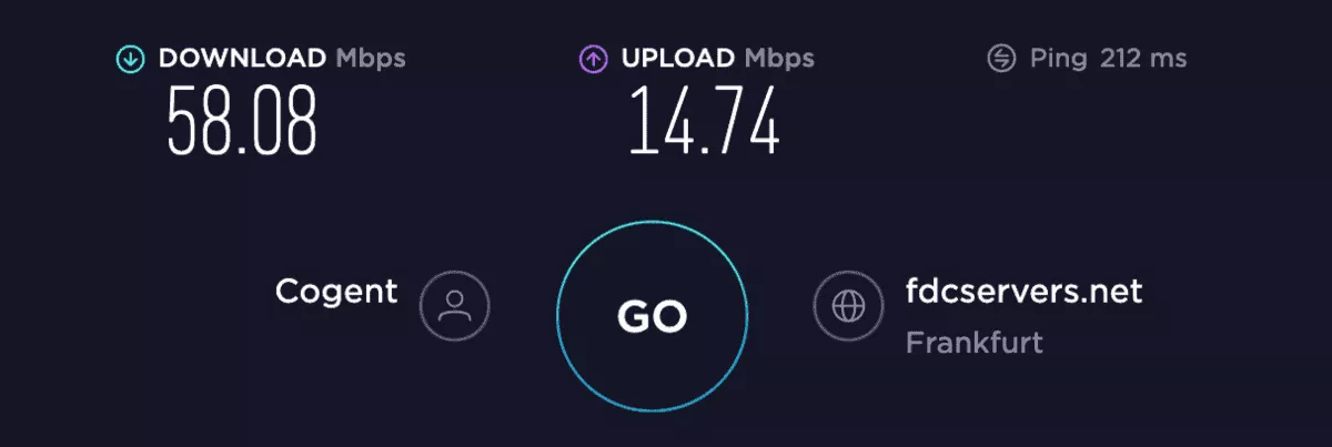 speed test in germany with pia vpn