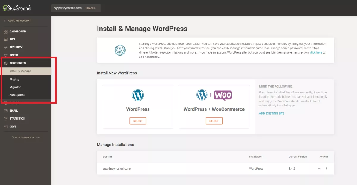 siteground site tool made wordpress installation easy