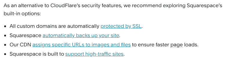 Squarespace’s built-in options