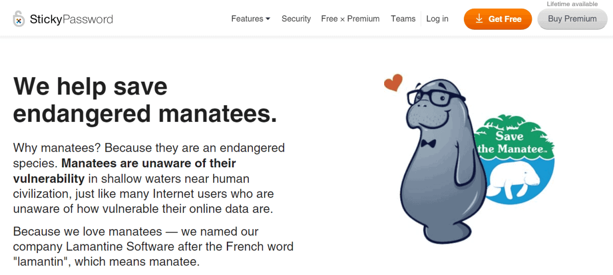sticky password saves manatees with each license sold