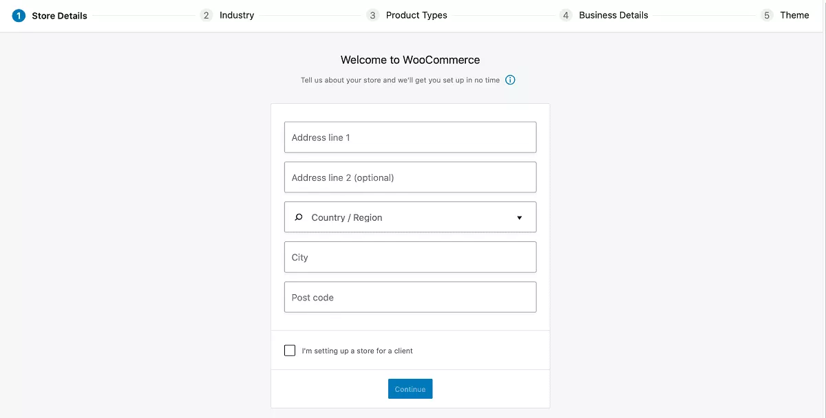 WooCommerce store details