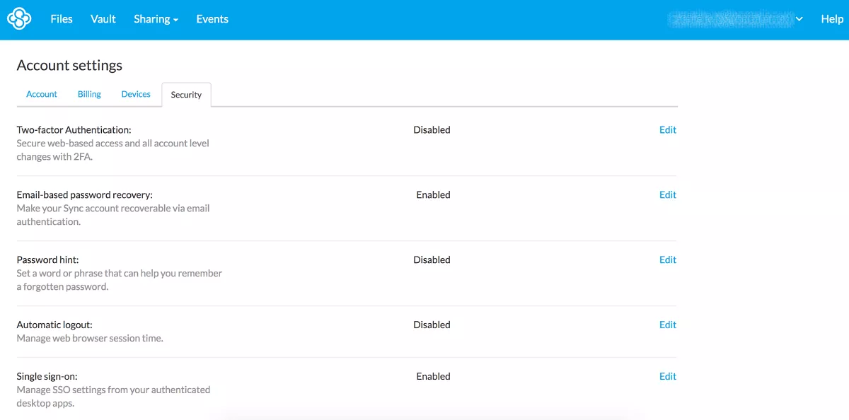 sync good security setting