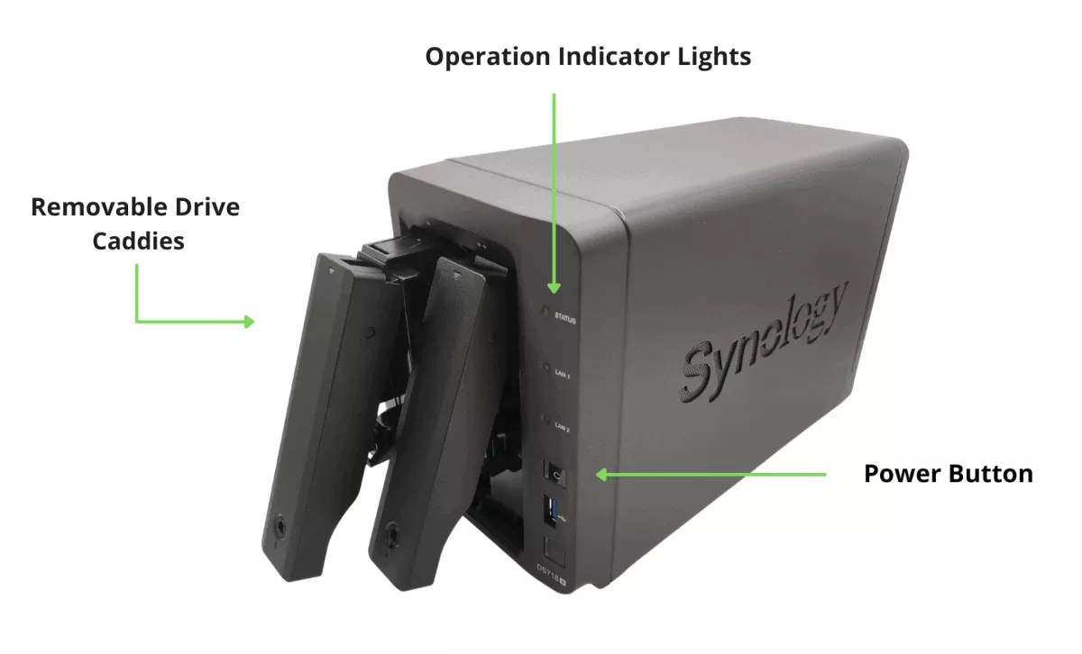 Front view of the Synology DS718+