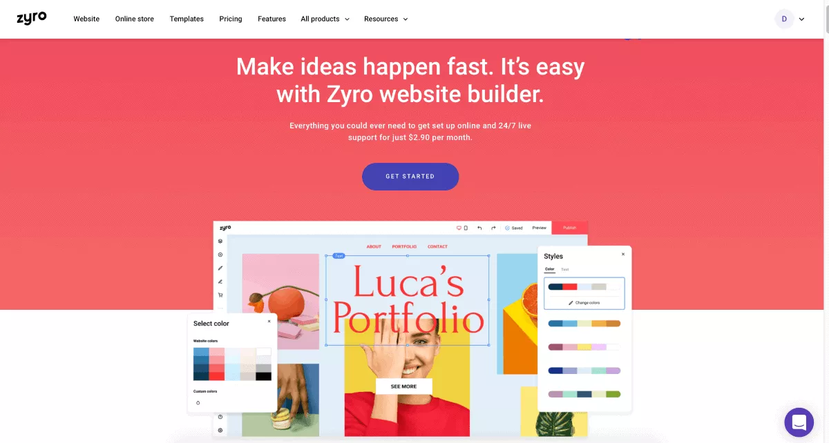 website builder zyro