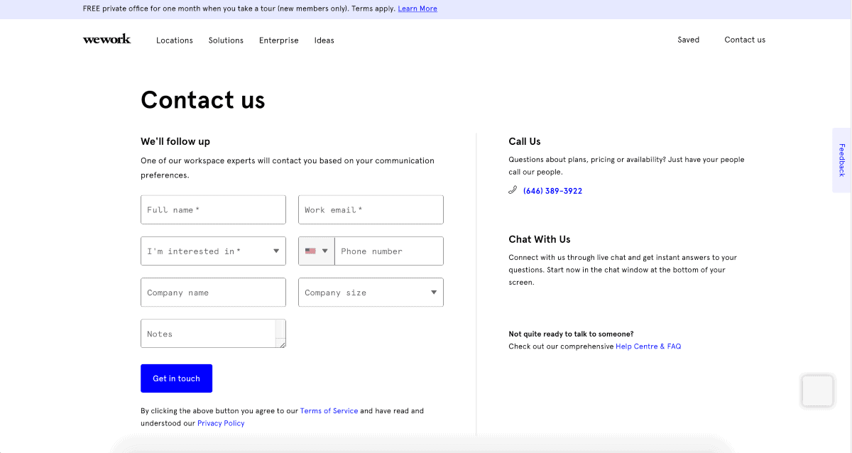 wework contact page