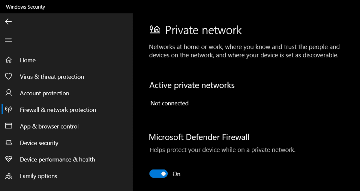 windows defender firewall setting interface