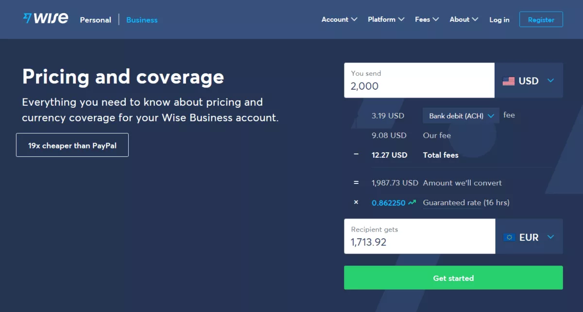 wise fees for payments