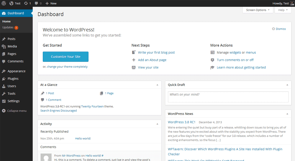 WordPress Dashboard