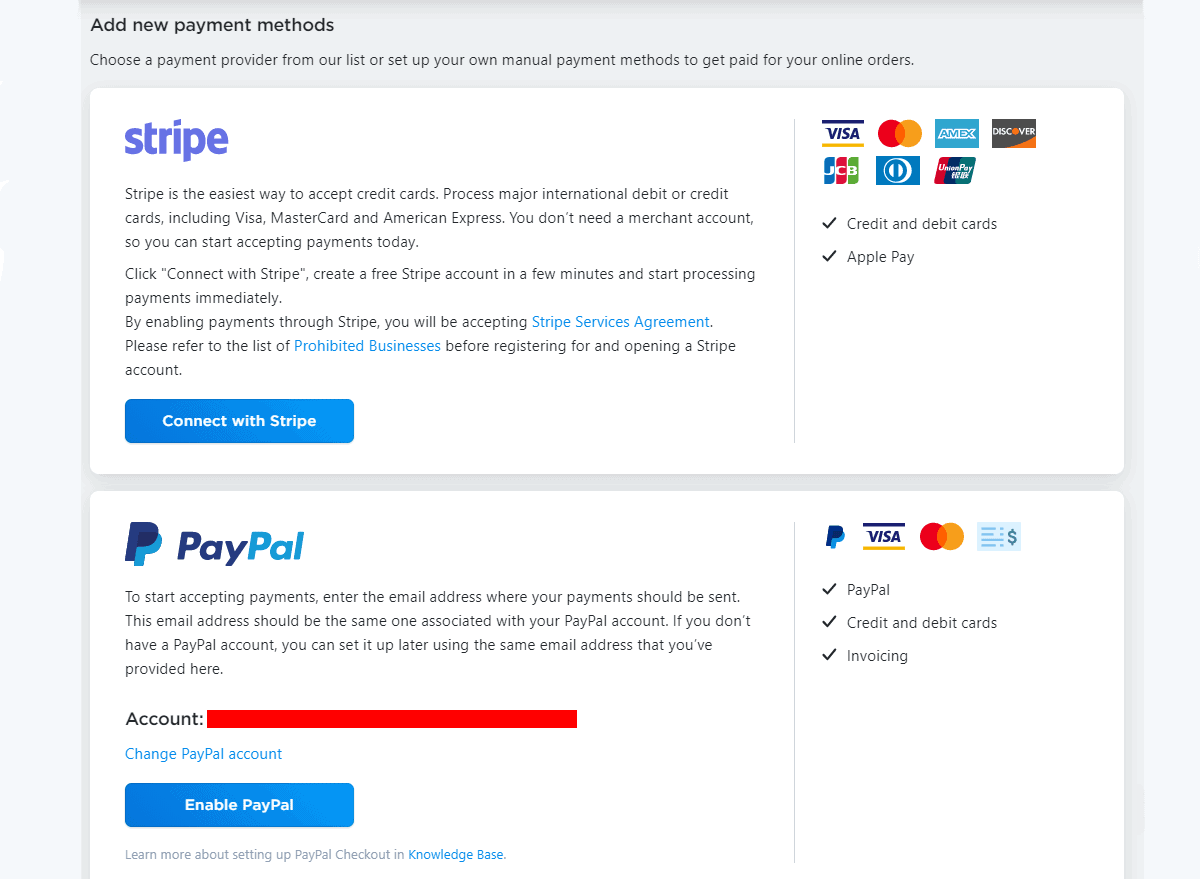 zyro has versatile payment processing options